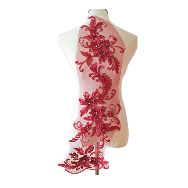 relayinert Magnifique Patch d'Applique en Dentelle Florale pour Robe de Mariage Unique Robe de Mariage Unique Applique en Dentelle Rouge Vin 1ensemble