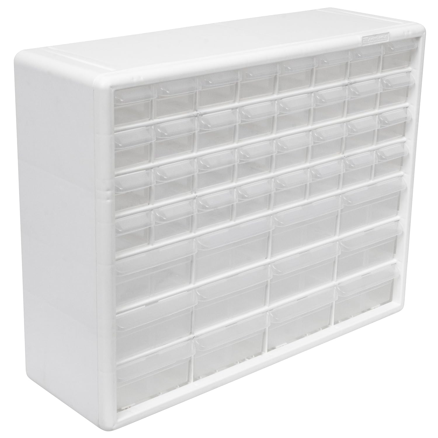 Akro-Mils 10144 44-Drawer Plastic Drawer Storage Cabinet for Garage Organization, Bead Organizer, Lego Storage, Teacher Toolbox, Makeup Organizer, and More, 20-Inch W x 6-Inch D x 16-Inch H, White