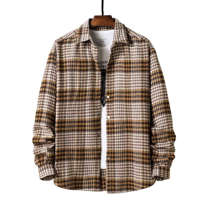 Meichang Men's Flannel Shirts Plus Size Plaid Outerwear Fall Button Down Shirt Jacket Regular Fit Long Sleeve Cardigan Jacket