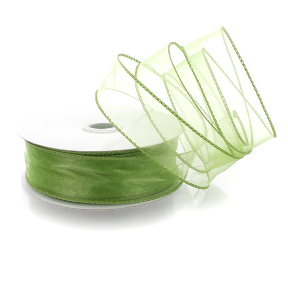 Ribbon Traditions 1.5" Wired Sheer Organza Ribbon Apple Green 50 Yards