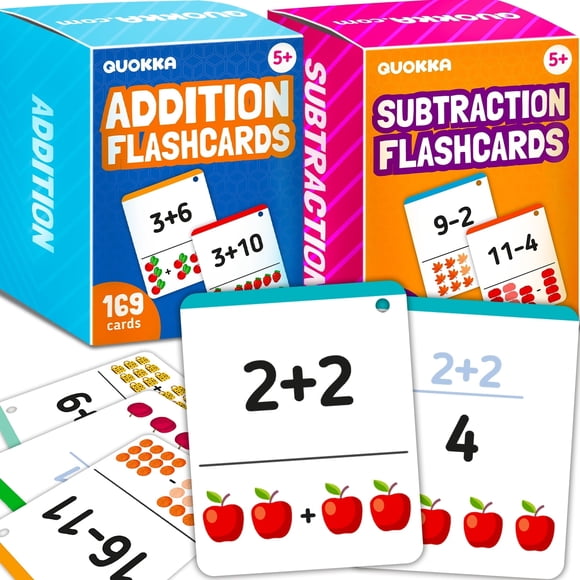 Quokka 338 Cartes-Éclair de Maths pour Enfants 4-8 Ans - Ensemble de Jeux d'Apprentissage d'Addition et de Soustraction