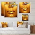 thumbnail image 4 of Designart Gold Paint Drips From Sexy Woman Lips FLOAT FRAME WALL ART, 4 of 4