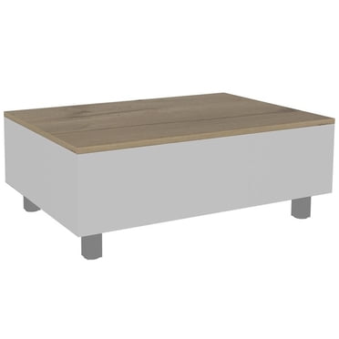 TUHOME Table Basse Relevable Gambia Tables Basses en Bois d'Ingénierie en Blanc