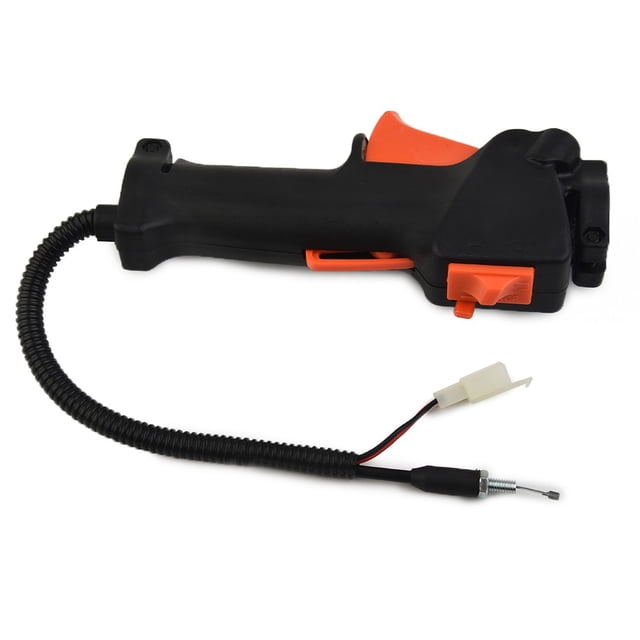 Throttle cable handle with trigger on off kill switch and wiring for multi tool brush cutters featuring 26mm pipe diameter clamp