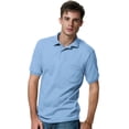 thumbnail image 1 of Hanes Mens CottonBlend EcoSmart Jersey Polo With Pocket 2-Pack, S, Light Blue, 1 of 3