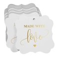thumbnail image 3 of Inkdotpot Pack Of 100 Made With Love Wedding Paper Tags DIY Craft Bracket Shape Real Gold Foil Hang Tags, 3 of 7