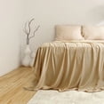 thumbnail image 3 of Sleepgram Draps de Lit Simple en Viscose de Bambou avec 2 Taies d'Oreiller, Sable, 3 of 6
