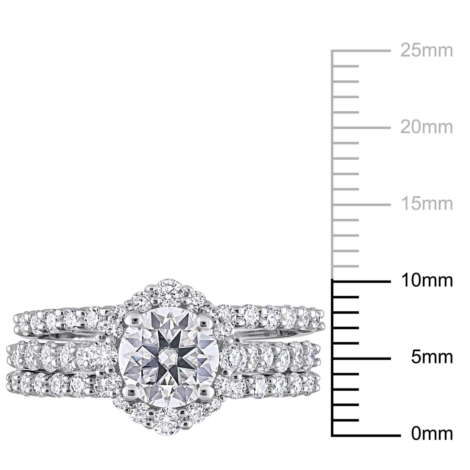 Ensemble nuptial de 3 pièces Miabella en argent sterling avec moissanite 2 carats PPT
