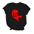 thumbnail image 5 of T-shirts Assortis pour Couples de la Saint-Valentin, Décontractés, Manches Courtes, Mode, Imprimé Cœur, Col Rond, T-Shirts Légers, Confortables, Doux, Mari Femme, Chandail, Ensembles, Noir, M, 5 of 5
