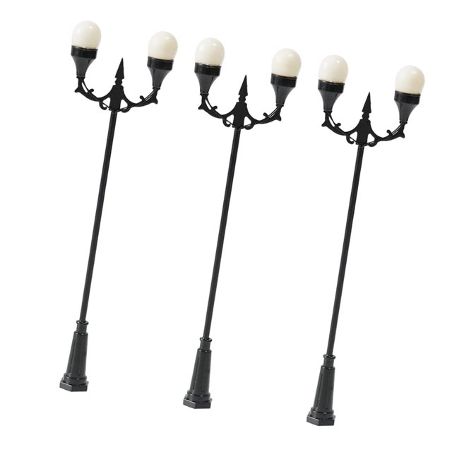 jiaping 3 Pieces Model Railway Lamps Miniature Pole Street Lamp Scene Lighting Decor for white