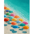 thumbnail image 1 of Qisvanset Colorful Beach Umbrella Watercolor Canvas Print 12x16 Inch Cafe Art, 1 of 8