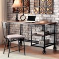 thumbnail image 4 of Bowery Hill Transitional Metal Computer Desk with Casters in Antique Black, 4 of 4