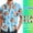 Blue, variant on Men Shirts Funny Tropical Hippie Short Sleeve Casual Summer Beach Shirt for Men with Face Photo