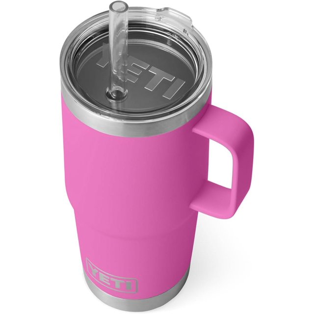 YETI Rambler Tasse en Paille 25 oz, Isolée sous Vide, Acier Inoxydable, Fuchsia Fleurs Sauvages
