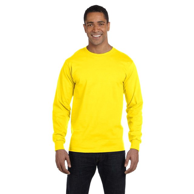 Hanes Hommes 6.1 oz. Manches Longues Beefy-T(5186)-Jaune-L