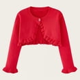 thumbnail image 2 of SROBPTY Cardigans d'Automne pour Filles, Cardigan Tricoté Uni à Col Rond à Manches Longues pour Enfants, Veste en Laine Décontractée Rouge 2 Ans, 2 of 4