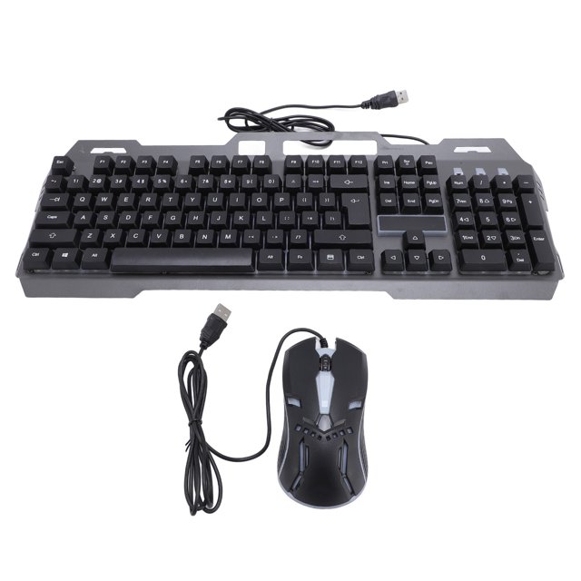 USB Wired Keyboard and Mouse Set, Ergonomic 1200DPI 104 Keys Aluminum Alloy Fast Response Wired Keyboard and Mouse Combo RGB Light for PC