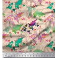 thumbnail image 1 of Soimoi White Rayon Crepe Fabric Stamp & World Map Print Fabric by Yard 46 Inch Wide, 1 of 5