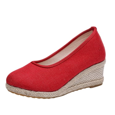Bmisegm Sandales à Enfiler pour Femmes, Chaussures de Plage, Bout Rond, Été, Respirantes, Mode, Compensées, Bout Confortable, Sandales pour Femmes, Chaussures Décontractées pour Femmes, Rouge 39