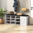 thumbnail image 2 of Costway Banc à Chaussures avec Coussin Rembourré Étagère à Chaussures de Rangement Réglable à 9 Cubes Blanc, 2 of 10