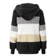 thumbnail image 5 of zanvin Womens Winter Fuzzy Fleece Jacket Hooded Color Block Patchwork Cardigan Drawstring Coat Oversized Outerwear with Pockets,Black, 5 of 5