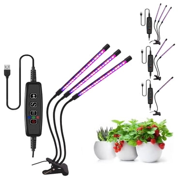 Dianli Lampe de Culture Intérieure à DEL, Lampe à Pince Minutée, Lumière de Croissance Simulée pour Succulentes, Fleurs, Plantes de Bureau, Luminosité Réglable, Alimentée par USB