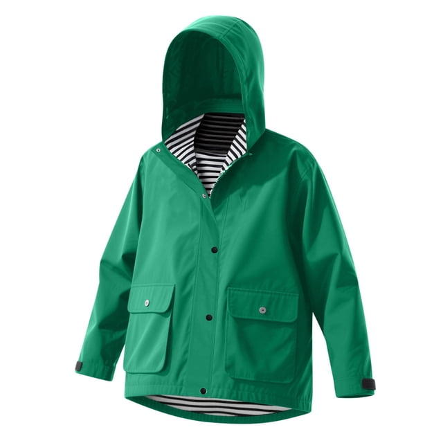 Toddler Girl Raincoat Solid Rain Outdoor Hooded Windproof Raincoat Outerwear Coat