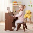 thumbnail image 2 of Costway 25 Keys Digital Piano with Music Stand Stool Lighted Keys Teaching Mode for 3+ Kids Brown, 2 of 10
