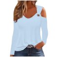 thumbnail image 1 of Yuyuzo Womens Tunic Tops Cold Shoulder Long Sleeve Shirts Loose Solid Color Lightweight Tee Tops, 1 of 5