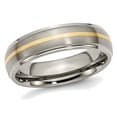 thumbnail image 1 of Ladies or Mens Titanium Ridged Edge 6mm 14K Yellow Inlay Brushed Wedding Band Ring, 1 of 6