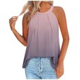 thumbnail image 1 of Timegard Womens Tank Tops Gradient Color Crew Neck Back Button Ruched Casual Sleeveless Tops Blouses, 1 of 3