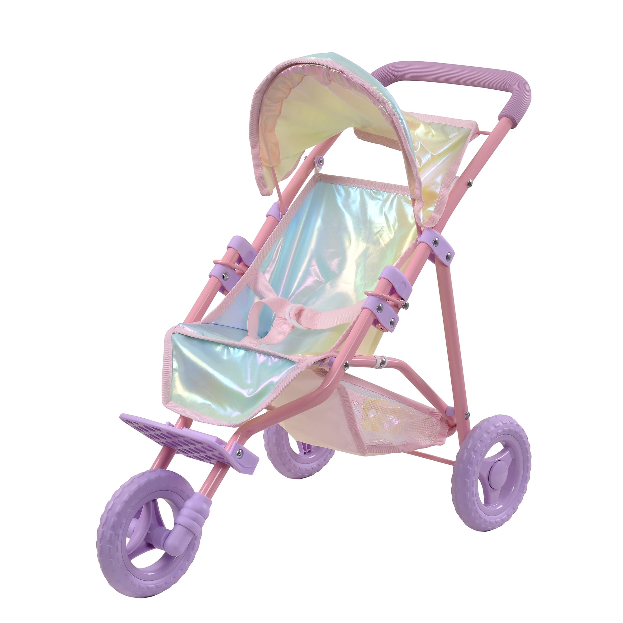 Teamson Kids Poussette de Jogging pour Poupées 16 Pouces Buggy Pliable Couleur Irisée