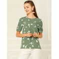 thumbnail image 3 of INSPIRE CHIC Haut Floral Élégant pour Femme à Manches Courtes Froncées, Coupe Régulière, 3 of 4