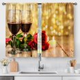 thumbnail image 1 of Retro Red Rose Wine Kitchen Curtains - Farmhouse Country Romantic Valentines Floral Rustic Women Small Short Cafe Tier Curtains Rod Pocket Window Drapes 24 Inch Length 2 Panels 28"x24", 1 of 5