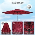 thumbnail image 3 of Parasol de Patio Rond de 9 Pi avec Inclinaison et Manivelle, 8 Nervures Robustes Parasol de Marché Extérieur Centré Abri Solaire Parasol de Table, 3 of 7