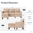 thumbnail image 3 of Walsunny Canapé Sectionnel Convertible Réversible de 73,6“, Canapé-Lit en L avec 3 Places et Méridienne Réversible pour Petit Espace, Beige, 3 of 10