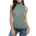thumbnail image 2 of Meichang Débardeur Noir à Col Roulé pour Femmes, Débardeur Sans Manches à Col Roulé pour Femmes Grande Taille Extensible Ajusté Couche de Base T-Shirt Débardeur Col Roulé pour Femmes, 2 of 6