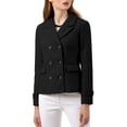 thumbnail image 1 of INSPIRE CHIC Women's Winter Worsted Notched Lapel Double Breasted Short Peacoat, 1 of 7