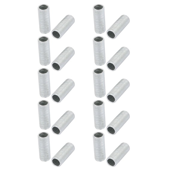 Unique Bargains 20Pcs M10 1mm Pitch Threaded Zinc Plated Pipe Nipple Lamp Parts 25mm Long