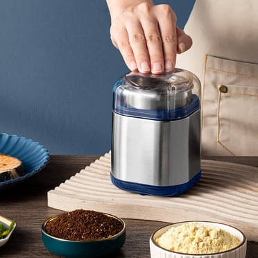 Electric Coffee Grinder & Spice Grinder with 2 Stainless Steel Blades | 200W Motor for Coffee Beans, Grains & Herbs | 1-Piece Kitchen Grinder in Silver or Blue
