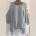 thumbnail image 2 of IROINID T-Shirts à Manches Longues pour Femmes Réduits Col Rond T-Shirt à Manches Courtes Été Blouse Ample Unie Hauts, Gris, 2 of 4