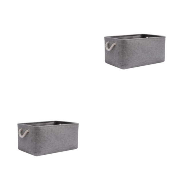 relayinert Contenant de Rangement pour l'Organisation et Poignée en Corde Robuste Boîte de Rangement Pliable Gris (31*21*13) 2Ensemble
