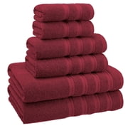 MesaSe Soft Long-staple Cotton Luxury Bath Towels Set of 6  Include 2 Bath Towels 2 Hand Towels 2 Washcloths  100% Cotton Towels for Bathroom  Turkish Towels  Burgundy Towel Sets