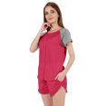thumbnail image 4 of Inkmeso Solid 2 Pc Nightwear Set For Women Raglan Sleeves Button-Down Top & Shorts Sleepwear-89, 4 of 7