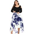 thumbnail image 2 of EQWLJWE Robes pour les Femmes Grande Taille Dégradé Floral Imprimé Épissage Cou Plus Robe Off Femmes Ourlet Partie Sexy Ronde Pull Manches, 2 of 4