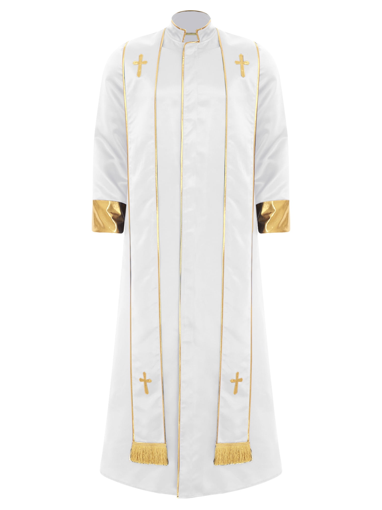 iiniim Homme Moine Médiéval Renaissance Prêtre Longue Robe Église Culte Halloween Fête Cosplay Costume Blanc 3TG