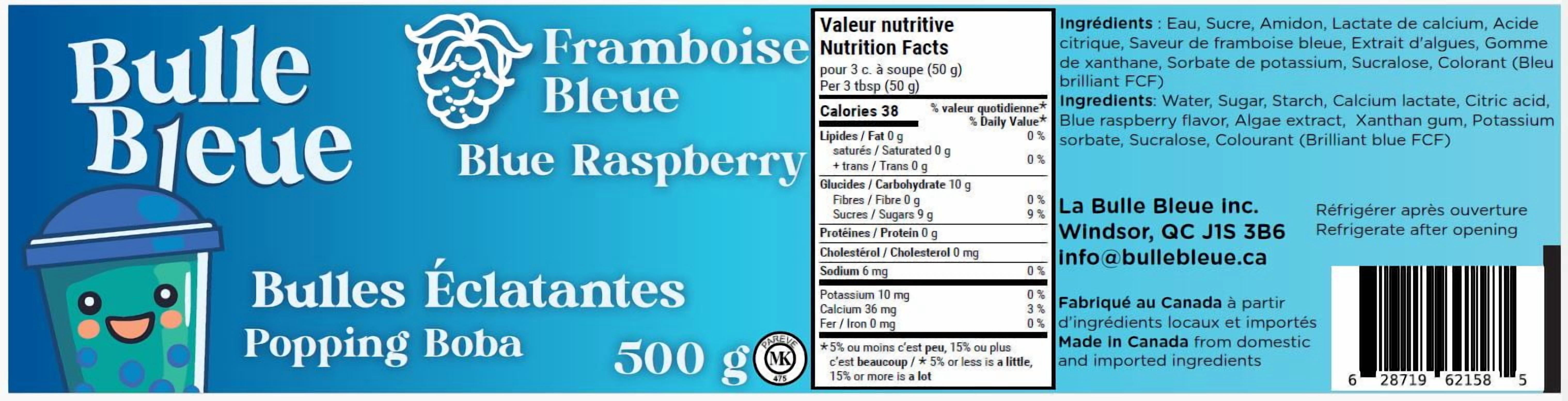 Boba éclatant à la framboise bleue