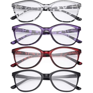 CessBlu Ladies Reading Glasses 4 Pack Cat-Eye Design Eyeglasses for Women Reading