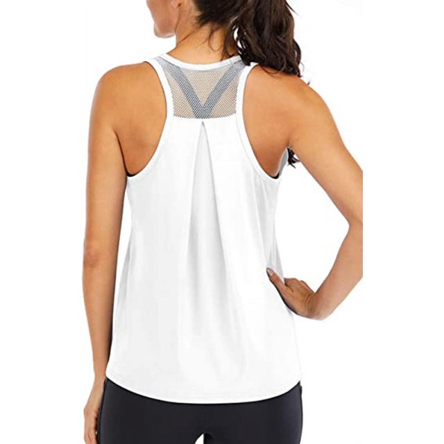Workout Tops for Women Loose fit Racerback Tank Tops for Women Mesh Backless Muscle Tank Running Tank Tops