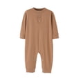 thumbnail image 1 of Yuyuzo Newborn Baby Rompers Long Sleeve Crewneck Button up Leg Unisex Infant Cotton Comfy Solid Color Jumpsuits, 1 of 5